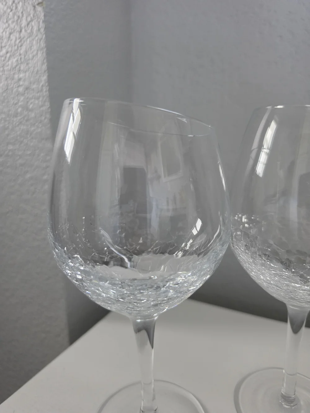 Pier One Clear Crackle Glass Wine Goblets - Set of 2